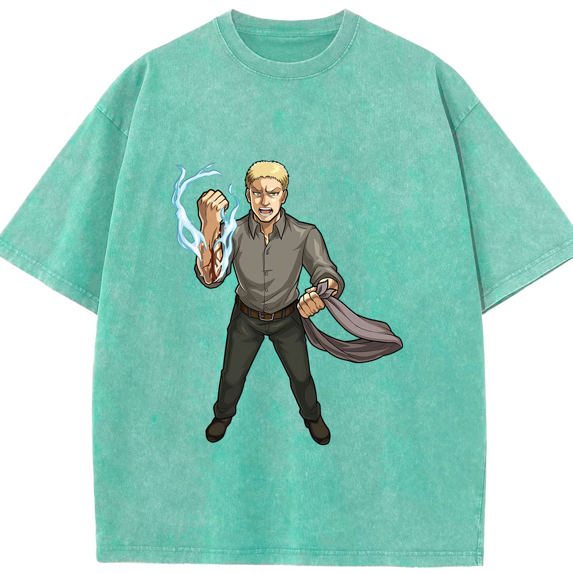 （画像用） 進撃の巨人 ライナー・ブラウン Attack on Titan Reiner Braun 綿100% ヴィンテージ風 半袖Tシャツ（フロントプリント）